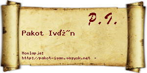 Pakot Iván névjegykártya